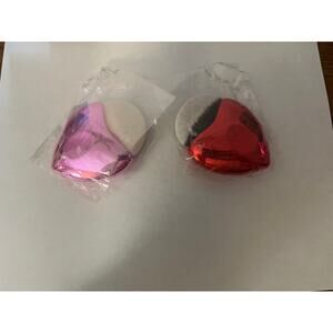 Mystic Chubby Heart Makeup Brush Duo Set Pink & Red - 2 Pieces